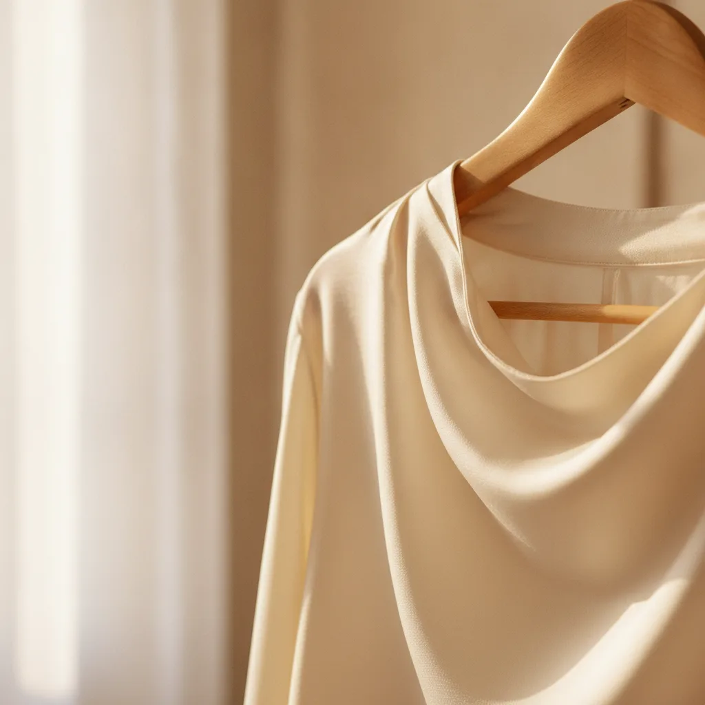 Ivory silk blouse detail